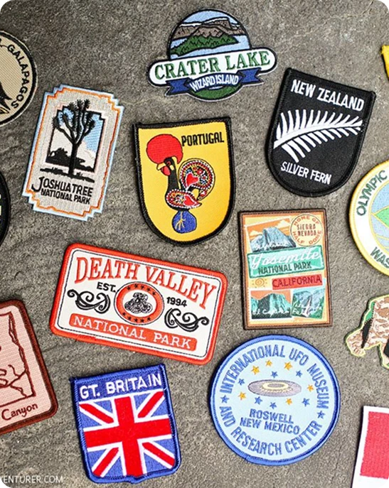 Collection of custom embroidered patches shipped across the UK