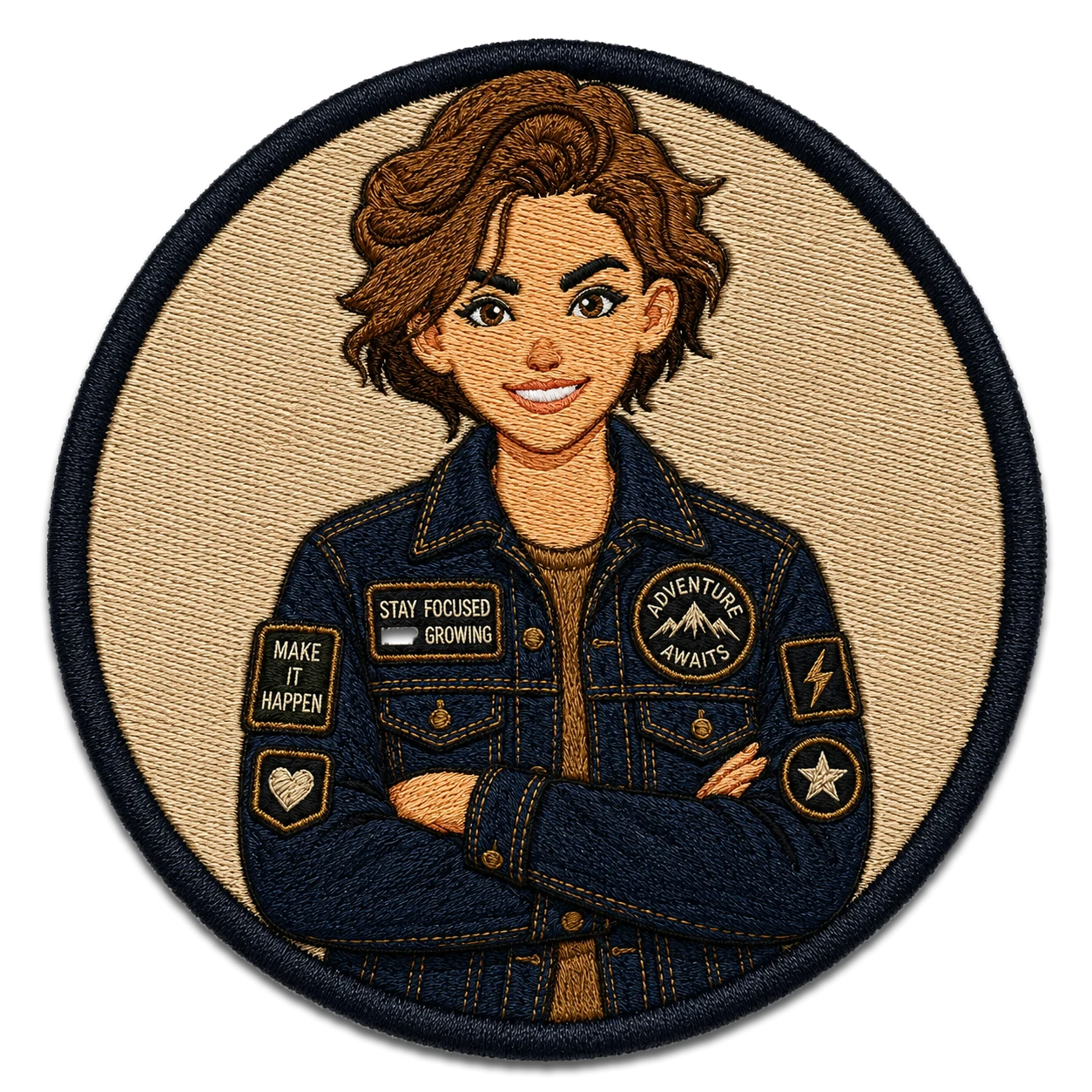 Finished custom embroidered patch with raised stitching