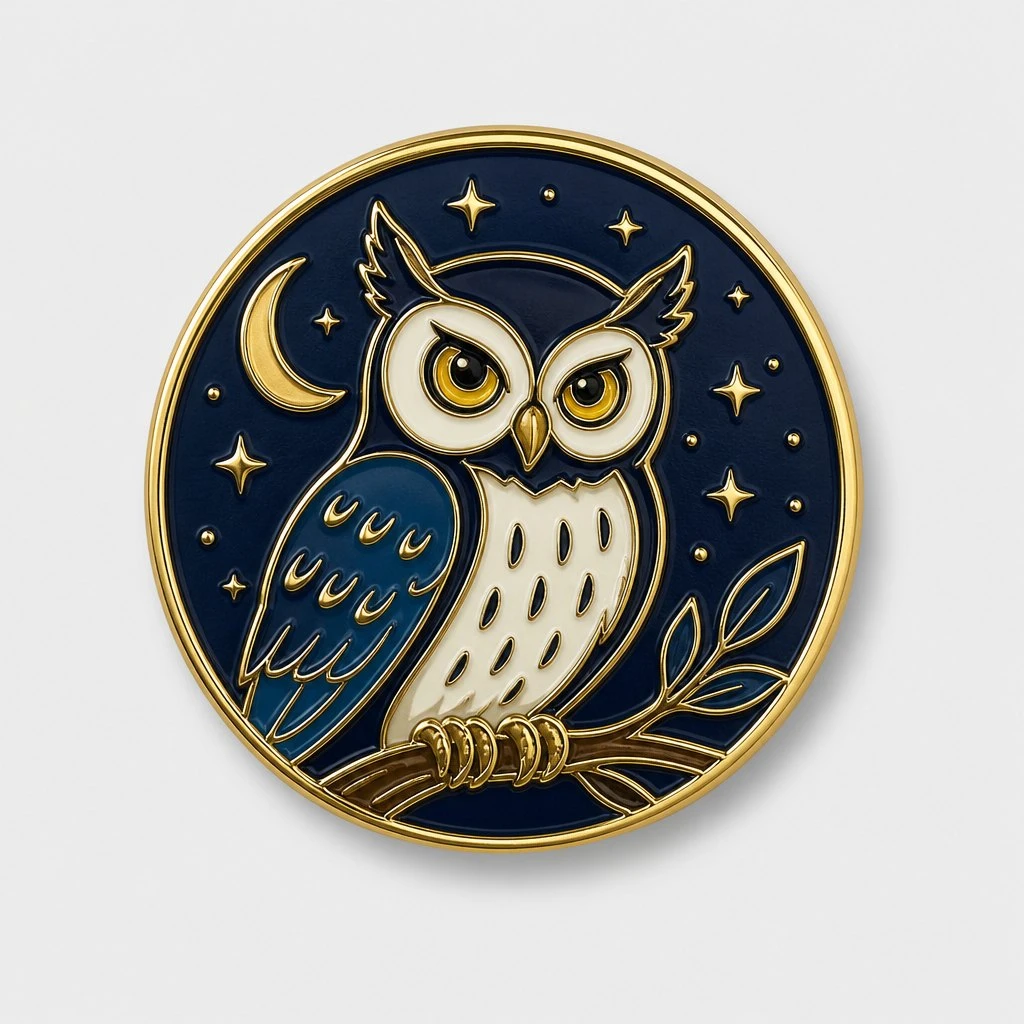 Custom hard enamel owl pin