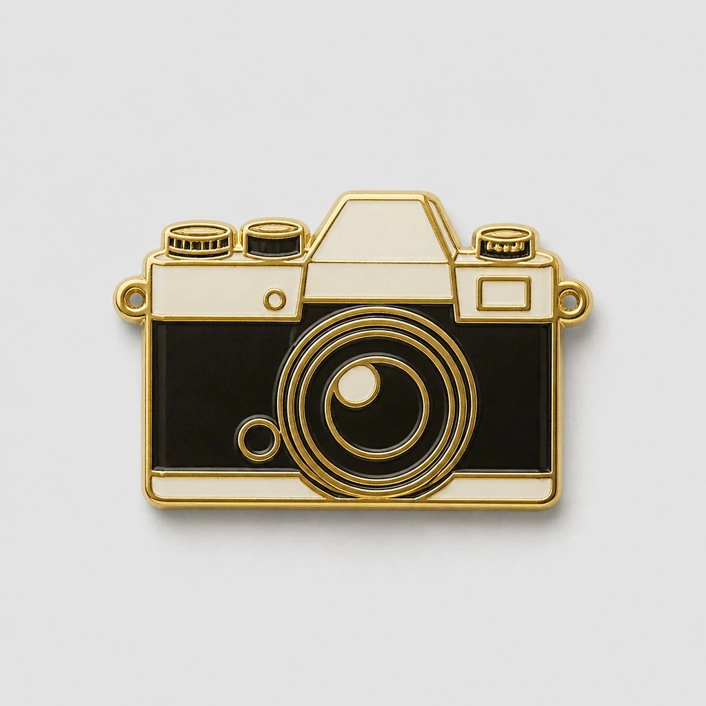 Custom vintage camera enamel pin