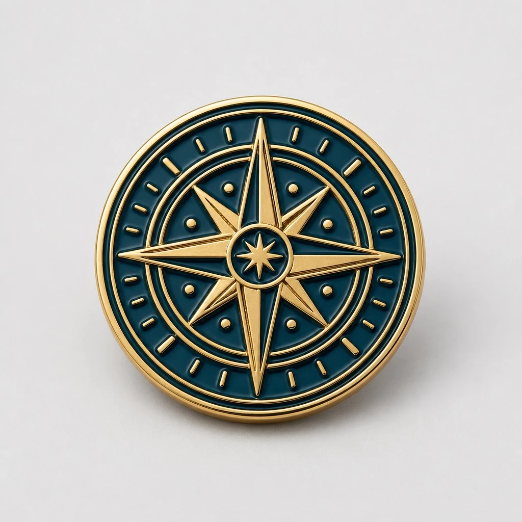 Custom compass enamel pin