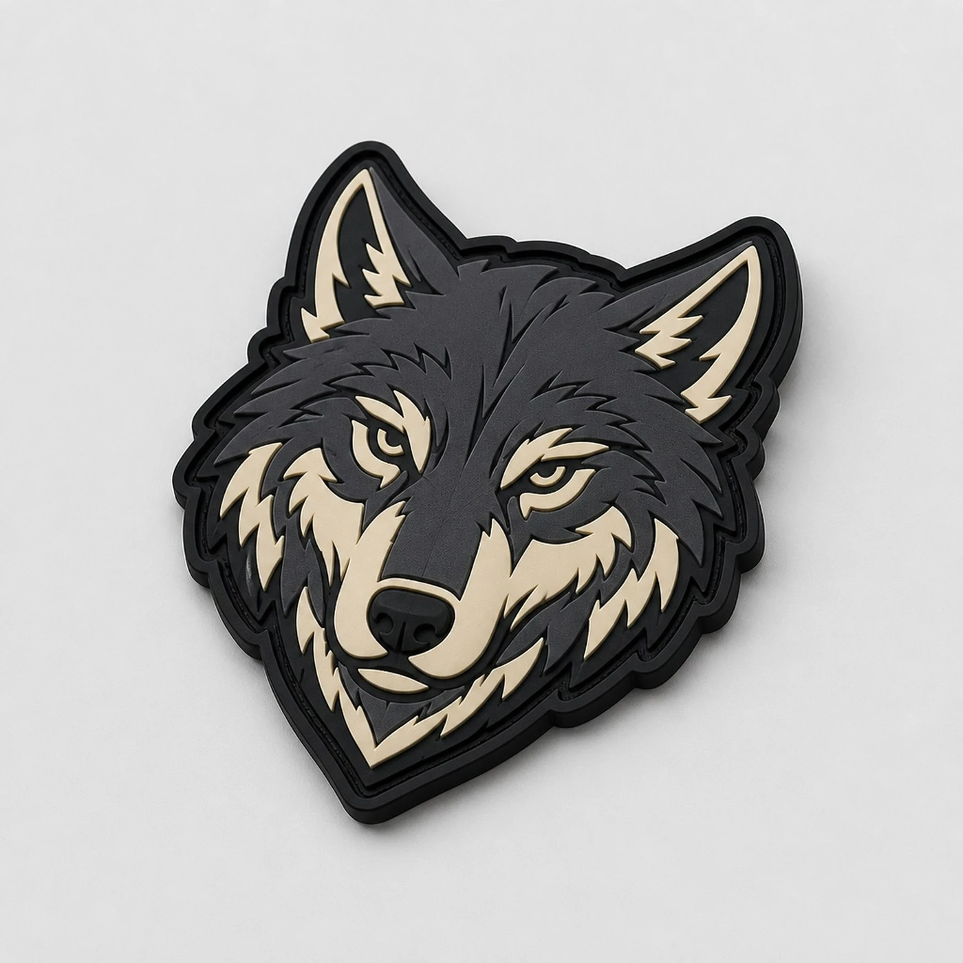 Custom die-cut wolf PVC patch