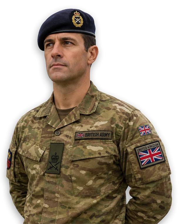 Custom woven shoulder patch on a uniform